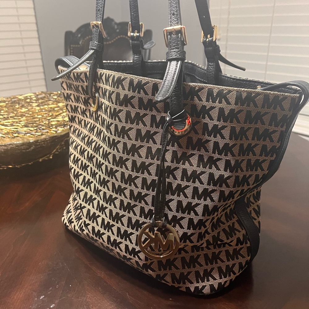 Michael Kors black and beige purse